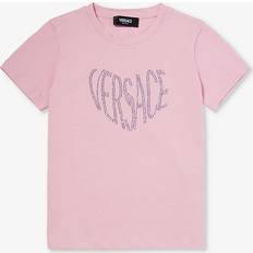 Versace Girls Tuta Pink pink Kids Rhinestone Embellished V-logo Cotton-jersey T-shirt 8-14 Years Years