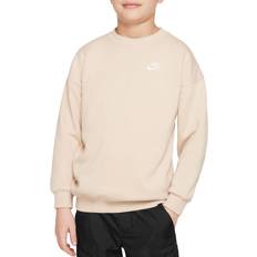 Girls - L Sweatshirts Nike Big Kid's Sportswear Club Fleece Oversized Sweatshirt - Sanddrift/White (FD2923-126)