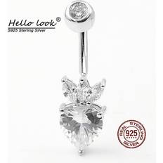 Arardo HelloLook Navel Piercing for Women 925 Sterling Silver Belly Button Rings Big Zircon Anti-allergy Body Piercing Jewelry