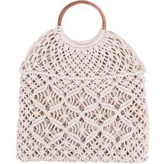 Rope Hollow Straw Woven Beach Bag - White