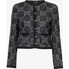 Gucci Women Outerwear Gucci GG-jacquard Wool-blend Tweed Jacket Womens Dark Grey