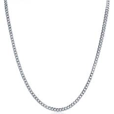 Bling Jewelry Men's Silver Curb Chain Necklace