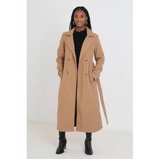 Women - Wool Outerwear Brave Soul 'Virgo' Maxi Faux Coat Camel