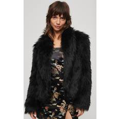 Superdry Women - XS Coats Superdry Short Faux Fur Coat, Black
