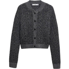 Mango Griz Button Knit Cardigan - Dark Heather Grey