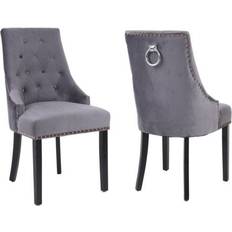 Neo Studded Velvet Dark Grey Kitchen Chair 92cm 2pcs
