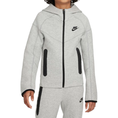 Nike Hoodies Children's Clothing Nike Older Kid's Sportswear Tech Fleece Full Zip Hoodie - Dark Grey Heather/Black/Black (FD3285-063)