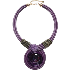 Fxcube Multilayer Rope Maxi Colar Statement Necklace - Gold/Purple