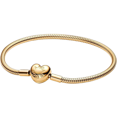 Pandora Women Bracelets Pandora Moments Heart Clasp Snake Chain Bracelet - Gold
