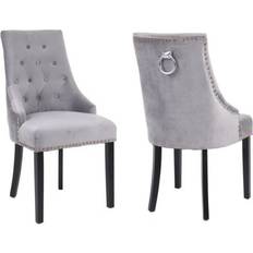 Neo Studded Velvet Grey Kitchen Chair 92cm 2pcs