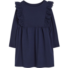 H&M Flounce Trimmed Jersey Dress - Dark Blue (1165909015)