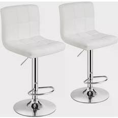 Costway Adjustable Swivel White Bar Stool 2pcs