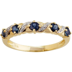 Gemondo Classic Art Nouveau Half Eternity Ring - Gold/Sapphire/Diamonds