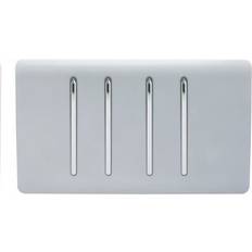 Trendi Switch 4 Gang 2 Way Double Plate Rocker Light Silver