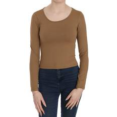 Gianfranco Ferre GF Ferre Brown Long Round Neck Sleeve Fitted Shirt Tops Blouse IT38