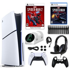 Sony PS5 Spider Man 2 Console with Miles Morales Game and Accessories Kit White White