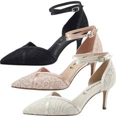 Grey Heels & Pumps Tamaris Embroidered Lace Court Shoes Pink