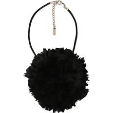 Saint Laurent Crumped Silk Flower Necklace Black 01