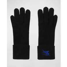 Burberry Gloves & Mittens Burberry Womens Black Logo-embroidered Ribbed-cuff Cashmere-blend Gloves