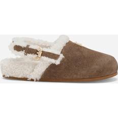 Dolce & Gabbana Kids Suede and faux fur mules brown