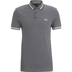 HUGO BOSS Paddy Polo Shirt with Contrast Logo - Grey