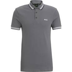 Grey - Men Tops Hugo Boss Paddy Polo Shirt with Contrast Logo - Grey