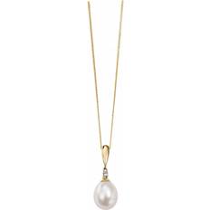 Elements Gold Elements Gold Elements Yellow Gold Drop Pearl Diamond Pendant GP758WZ4