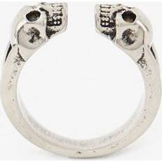 Alexander McQueen Twin Skull Ring Mens Silver