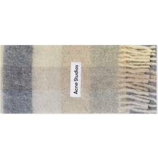 Acne Studios Women's Vally Checked Logo Scarf Vanilla/Beige/Lavender Vanilla/Beige/Lavender