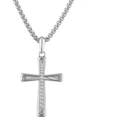 Bulova Men's Icon Damascus Steel Pendant Necklace in Sterling Silver, 24" 2" extender Na Na