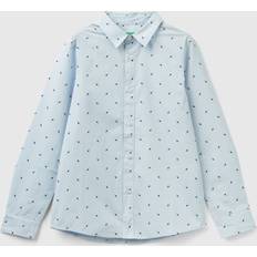 Boys - L Shirts United Colors of Benetton Slim Fit Shirt With Micro Pattern, 2XL, Sky Blue, Kids