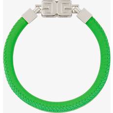 Green - Men Bracelets Givenchy Men Cube Bracelet In Leather And Metal Green Brass