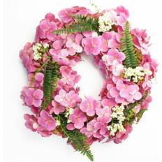 Leaf Artificial Pink Floral Blossom Wreath