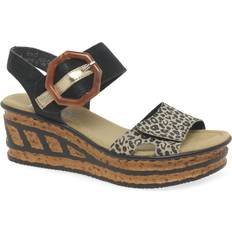 Rieker Women Slippers & Sandals Rieker Gift Womens Wedge Heel Sandals Black