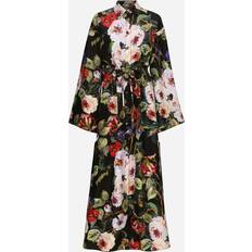 3XL Dresses Dolce & Gabbana Silk caftan with rose garden print and drawstring