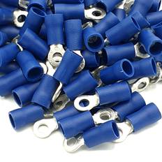 Pepte 3.2mm 100pcs Blue Insulated Crimp Ring Terminals Stud Size Connectors