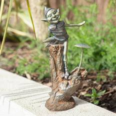 Garden Mile Bronze Effect Elf & Mushroom Ornament Pixie Statue Fairy