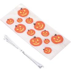 Shatchi 20Pcs Halloween Pumpkin Cellophane Bags Easy Seal Sweet Gift Decor