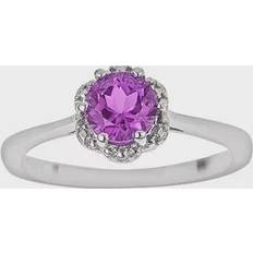 Celebration Gems Sterling Silver Amethyst Scalloped Frame Ring, Women's, 10, Purple