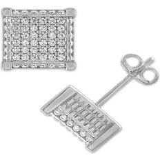 Esquire Men's Pavé Cubic Zirconia Stud Earrings in Silver