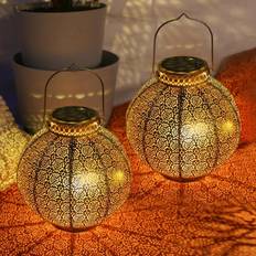 Festive Lights 2 Pack 25.5cm Solar Power Moroccan Lantern