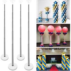 Yallove YALLOVE Balloon Column Stand Set of 4 7 Feet Height Adjustable Balloon Tower Pillar with Reusable Metal Telescopic Design for Birthday Wedding Baby Shower Graduation Party Decoration