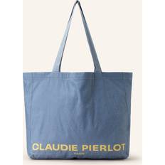 Claudie Pierlot Womens Bleus Logo-print Oversized Recycled Cotton-blend Tote bag 1 Size