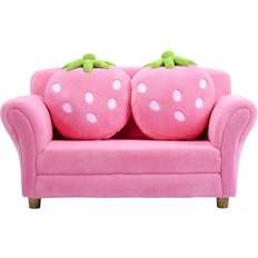 Pink Sofas Kid's Room Honey Joy Toddler Couch with Two Strawberry Pillows