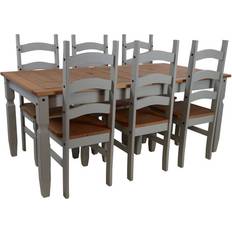 Mercers Furniture Corona Grey Wax Dining Set 92x182cm 7pcs