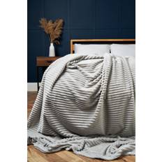 BHS Luxury Ribbon Velvet Throw Blankets White