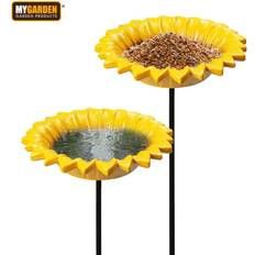 Vivo Sunflower Bird Bath Water Seed Feeder Cast Poppy Sunflower Leaf Garden Ornate