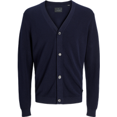 Jack & Jones Men Cardigans Jack & Jones Plain Knitted Cardigan Blue