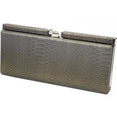 Grey Clutches Pewter Fashionable Clutch Bag in Snake Grain Evening Grey