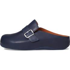 Fitflop Clogs Fitflop Shuv Buckle-Strap Leather Clogs Midnight Navy B